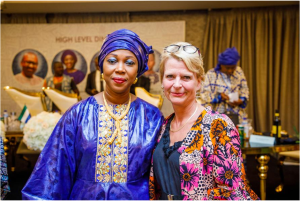 Assistant Secretary General of the United Nations and Deputy Executive Director of UN Women, Asa Regner with First Lady of Sierra Leone Fatima Maada Bio at the official dinner hosted by the first Lady during her visit in Sierra Leone Photo credit @UN Women