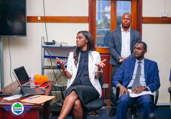 Madam Musayeroh Barrie addressing staff of Freetown International Airport in Lungi