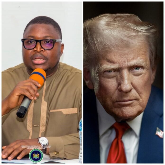 Minister of Foreign Affairs and International Cooperation, Alhaji Timothy Musa Kabba (left) and President Donald Trump