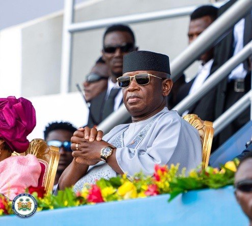 President Dr. Julius Maada Bio leaders at the inauguration ceremony of the President-elect of the Republic of Guinea, H.E. President Mamady Doumbouya