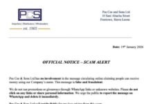 Pee Cee & Sons Ltd Issues Public Scam Alert, Disowns Fraudulent Online Promotion