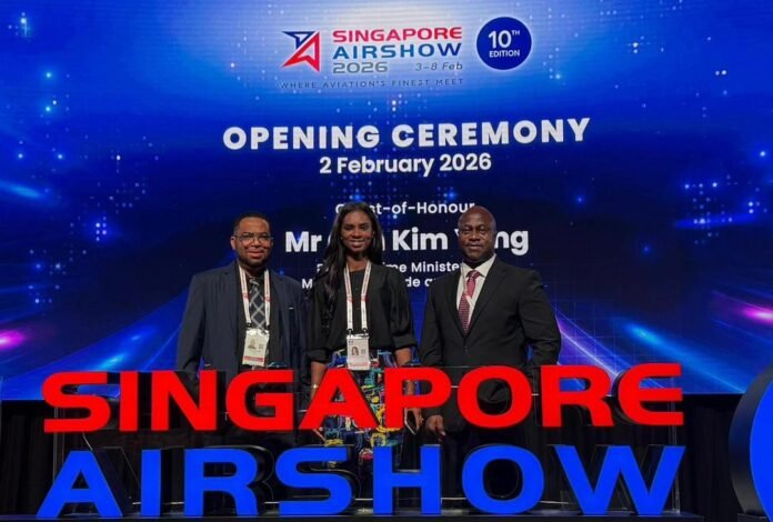 SLCAA DG (in middle) Showcases Sierra Leone’s Aviation Reforms at Singapore Airshow 2026