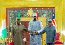 Bio, Boakai & Doumbouya Strike Historic Peace Deal as Conakry Summit Defuses Rising Border Tensions President Julius Maada Bio of Sierra Leone joined President Joseph Nyuma Boakai of Liberia and President Mamadi Doumbouya of Guinea
