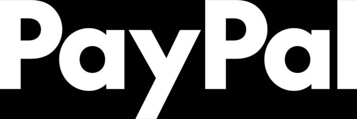 PayPal wordmark in white on a black background