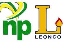 Industry Stakeholders Reject Attempts to Link Indigenous Petroleum Giants NP & Leonoil to Aminata Controversy Logo collage: left side shows green lowercase 'np' with a yellow-green swoosh above; right side shows a large yellow 'L' with a flame and the word 'LEONCO' beneath.