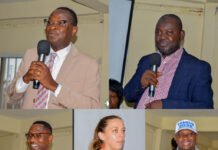 Stats SL, Health Ministry Commence Training for 2026 Demographic and Health Survey Collage of six speakers at an indoor event, each holding a microphone and addressing the audience.