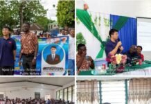 Chinese Medical Team Equips Njala University Nursing Students With Vital ENT Skills Outdoor public lecture at Njala University School of Nursing and Midwifery; crowd gathered with a banner featuring a speaker’s portrait in the background.