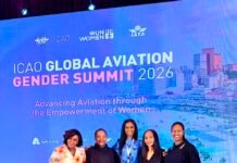 SLCAA DG Earns Continental Recognition at ICAO Aviation Gender Summit in Luanda Five women posing on stage in front of a blue banner that reads 'ICAO Global Aviation Gender Summit 2026' with the subtitle 'Advancing Aviation through the Empowerment of Women'