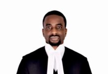 Melron Nicol-Wilson Esq. Urges Supreme Court to Nullify Constitutional Amendment Bill African man in a black barrister's gown with white neck bands, standing with hands clasped in front.