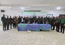 Immigration Strengthens Senior Officers’ Leadership Skills Ahead of Transition to Immigration Service Group of uniformed military officers and civilians posing for a class photo in a conference room, banner behind them reads Strategic Leadership Command and Control Course for Senior Officers.