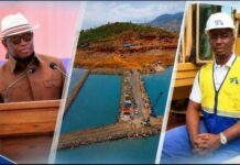 As WAIIS 2026 Approaches… Gento Group’s Ports Investment Gains Strong Private Sector Endorsement Collage of three scenes: a man in a hat speaking at a podium, a canal or dam under construction, and a construction worker in a safety vest on site.