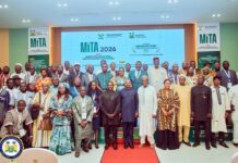 Vice President Calls for Greater Investment in Energy, Agriculture and Regional Trade at MITA 2026 Group photo at the MITA 2026 conference with attendees posing on stage in front of a blue banner showing 'MITA 2026' and event logos.